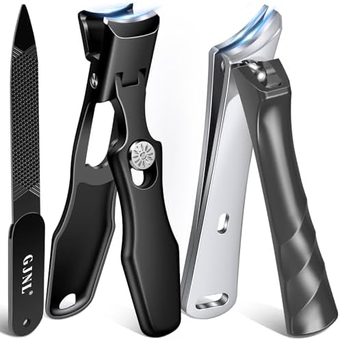Slanted Nail Clippers for Men, Popular Wide Jaw Nail Clippers with Catcher, Sharp Ingrown Toenail Clippers with Slanted Curved Blade, Wide Opening Anti Splash German Nail Clipper Fingernail