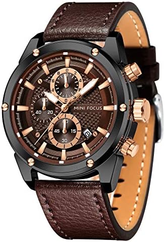 MINI Focus Men Watches Business Casual Wrist Watches (Multifunction\/Waterproof\/Luminous\/Calendar) Genuine Leather Band Fashion Watch for Men