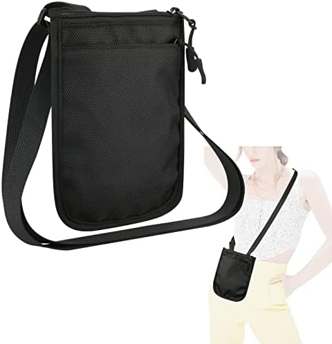 Cosmos Foldable Travel Phone Wallet Crossbody Bag Passport Clip Strap Bag Neck Wallet Bag Mini Postman Bag Used for Essential Travel Phone Passport Key Card Travel and Cash During Travel, Black/White