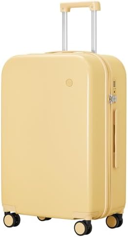 mixi Luggage Suitcase with Spinner Wheels, Hardside Rolling Suitcase PC with Cover &amp; TSA Lock Lightweight Travel Case 24in Checked in, Lark Yellow