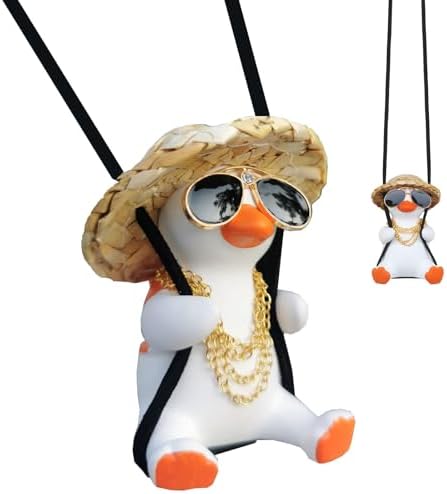 starfa lab Cool Swinging Duck Hanging Ornament,Cute Car Accessories for Jeep Rear View Mirror,Duck Hanging Swing Sunglasses