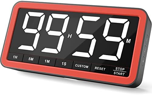 VOCOO Digital Kitchen Timer with 7.8\u201D Extra Large Display, Magnetic LED, with 3 Brightness, 4 Alarms and 3 Volume Levels, Battery Powered Countdown Count Up Timer for Cooking, Classroom, Home Gym