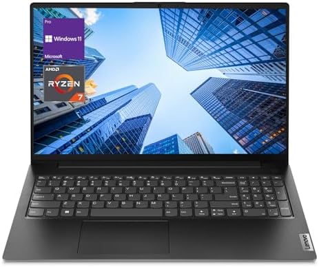 Lenovo V-Series V15 Business Laptop, 15.6" FHD Display, AMD Ryzen 7 7730U, 40GB RAM, 1TB SSD, Numeric Keypad, HDMI, RJ45, Webcam, Wi-Fi, Windows 11 Pro, Black