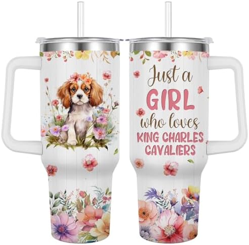 Caiibaoob King Charles Cavalier Travel Mug for Girls,Vacuum Insulated Tumbler 40oz (king charles cavalier)