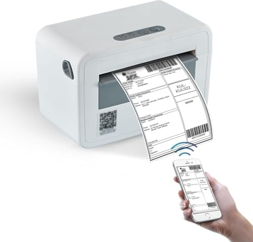 TIMOZIA 4x6 Shipping Label Printer - 203 DPI Thermal Label Printer for Small Business with Bluetooth\/USB, Portable Thermal Printer for Warehouse, Home Office &amp; Shipping Labels