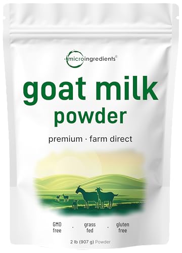 Micro Ingredients Goat Milk Powder, 2 Lb  Grass-Fed Australian Source  Pure, Easily Digested Formula  High in Protein, Calcium &amp; Probiotics  Non-GMO, Gluten-Free, Pet Friendly