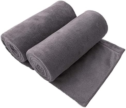 JML Microfiber Bath Towel 2 Pack(30" x 60"), Oversized Thick Towels, Soft, Super Absorbent and Fast Drying, No Fading Multipurpose Use for Sports, Travel, Fitness, Yoga, 30 in 60 in, Grey Coun