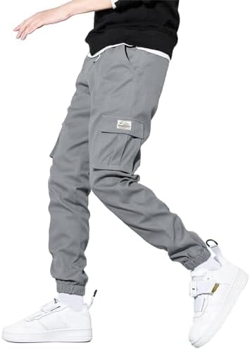 HOTake Men&#39;s Casual Cargo Pants Elastic Waist Drawstring Tapered Pants for Men Joggers Hiking Pants with Multi Pockets