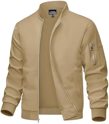 MAGCOMSEN Men's Bomber Jacket Lightweight Casual Windbreaker Spring Fall Zip Up Coat with 5 Pocket