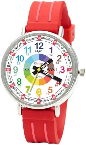 Kiddus Watches Boy and Girl Kids Ages 6-12 Analog Time Teacher with Exercises. Japanese Quartz Movement. Easy to Read and Learn Time. Girls Watches Ages 5-10
