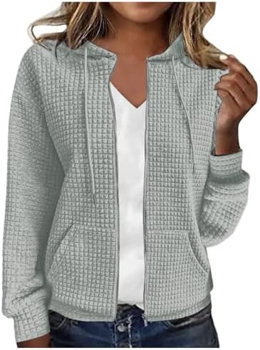 Women's Long Sleeve Zip Up Hoodies Sweatshirt Casual Full Zipper Lightweight Jacket with Pockets Loose Outwear Coat