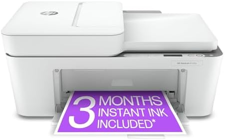HP DeskJet 4155e Wireless Color Inkjet Printer, Print, scan, copy, Easy setup, Mobile printing, Best-for home, 3 month Instant Ink trial included, white