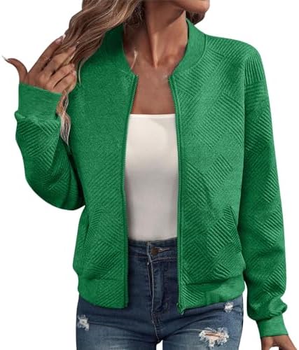 Bomber Jacket Women 2025 Trendy Casual Long Sleeve Zip Up Outwear Loose Comfy Lightweight Fall Fashion Jackets Coat