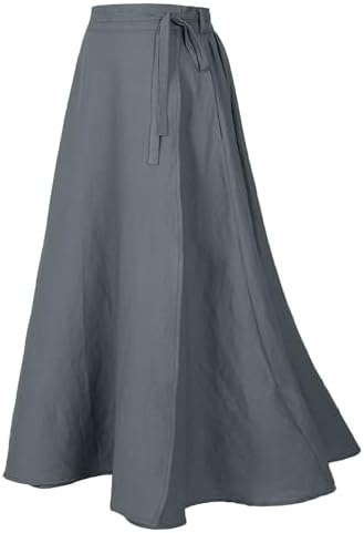 Mingyuezai Womens Wrap Skirt Ankle-Length Vintage Linen Skirts