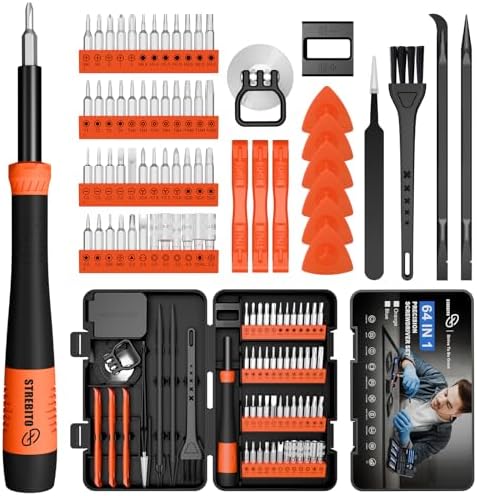 STREBITO Precision Screwdriver Set 64 in 1 Small Screwdriver Set with Torx, Triwing, Pentalobe Star, Mini Repair Tool Kit for Computer, PC, Laptop, Phone, PS5, XBOX, Switch, Eyeglasses, Electronic
