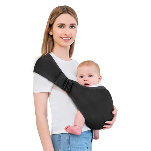 Baby Sling Carrier,Baby Carrier Newborn to Toddler,Toddler Carrier,Portable Lightweight &amp; Spreadable Shoulder Straps(Black)
