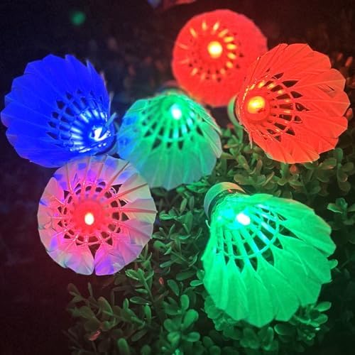 Inngree LED Badminton Birdies, LED Colourful Shuttlecock Dark Night Goose Feather Glow Birdies Lighting Outdoor Indoor Sport Activities
