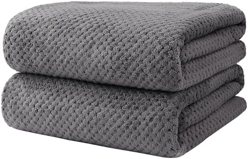 HOMEXCEL Bath Towels Pack of 2, (27 x 54 Inches) Microfiber Ultra Soft Highly Absorbent Bath Towel Set, Lightweight and Quick Drying Towels for Body, Sport, Yoga, SPA, Fitness, Grey
