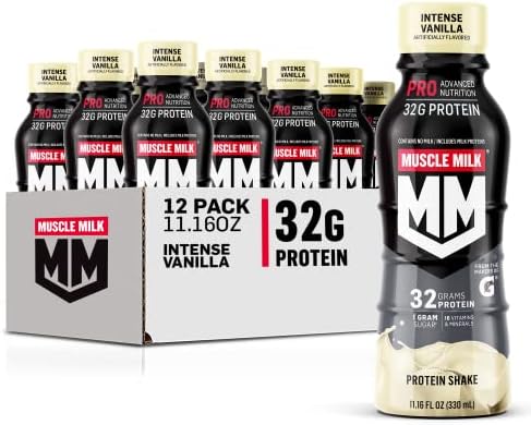 Muscle Milk Pro Advanced Nutrition Protein Shake, Intense Vanilla, 11.16 Fl Oz (Pack of 12), 32g Protein, 1g Sugar, 16 Vitamins &amp;amp; Minerals, 5g Fiber, Workout Recovery, Energizing Snack, Packaging 