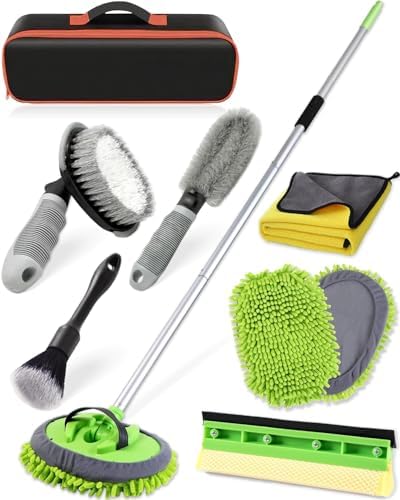 @UTOS 62\u2019\u2019 Car Wash Brush Kit with Long Handle, Microfiber Car Wash Mop, 8PCS Car Washing Kit for Cars RV Truck Exterior