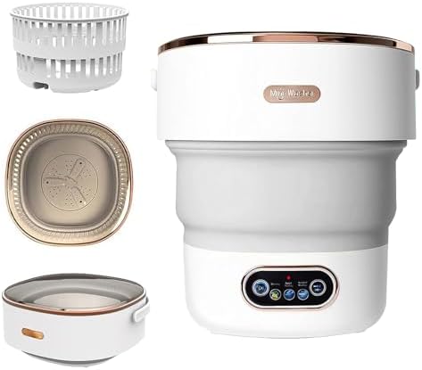 Portable Washing Machine,15L Collapsible Mini Washer with 3 Cleaning Modes Drain Basket Small Foldable Laundry Machine for Travel Camping Dorms RVs Apartments Baby Clothes Underwear Socks Delicates