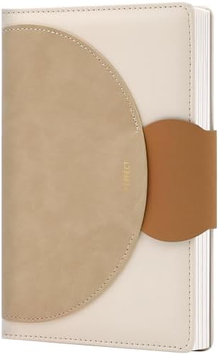 CAGIE Lined Journal for Women, 100GSM Leather Journals for Writing with Buckle Closure,A5 Hardcover Diary Journaling Notebooks for Business Work School Note Taking 5.9" x8.59 (Brown)