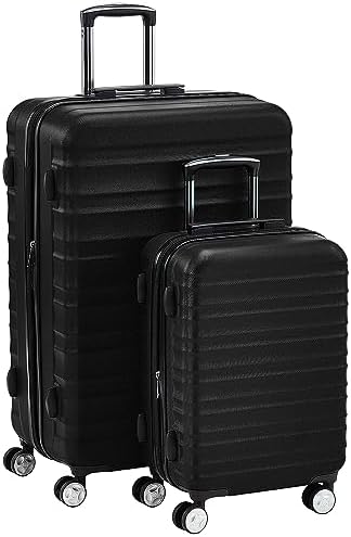 Amazon Basics 2 Piece Set (20", 28") With TSA Locks, Hardshell Suitcases With Four Multi-directional Wheels, Expandable For Up to 25% More Space, With Scratch-Resistant Surface, Black