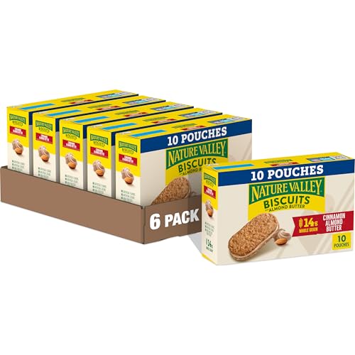 Nature Valley Biscuit Sandwiches, Cinnamon Almond Butter, 10 Bars, 13.5 oz (Pack of 6)