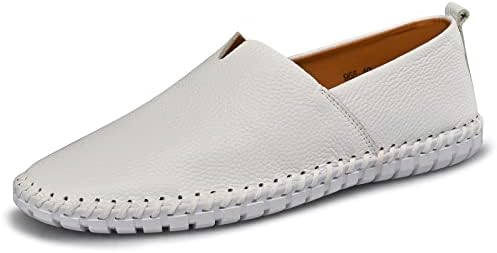 LUODENGLANG Men&#39;s Genuine Leather Loafer Shoes Slip On Soft Breathable Handmade Stitching Fashion Casual Shoes Lightweight Driving Dress Shoe