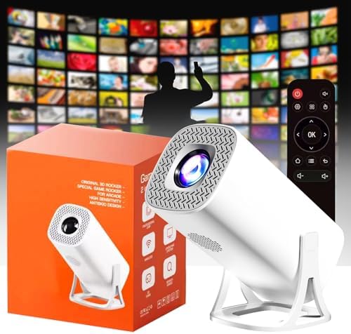 Mini Projector with Wifi and Bluetooth,Support 4k 1080p Portable Projector with 180° Auto Vertical Keystone and Android 11.0,55"-135" Screen Smart Projector (Projection style)