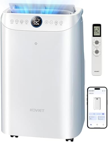 KOVIET 12000 BTU Portable Air Conditioners, 6-IN-1 Wi-Fi Smart AC Unit with APP &amp; Voice &amp; Remote Control, Auto-Evaporation, Quiet Cooling, 24H Timer, Dehumidifier, Fan, Window Kit Included, Wh