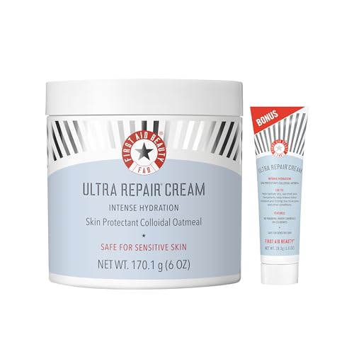 First Aid Beauty - Ultra Repair Cream, Intense Hydration Whipped Colloidal Oatmeal, Clinically Proven to Strengthen Skin Barrier in 7 Days &amp; Helps Relieve Eczema, Luxury Moisturizer, 6 oz + Bonus,