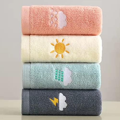 RUIBOLU Hand Towels for Bathroom Set 4 Piece, 100percent Cotton Bath Towel , Face Soft Highly Absorbent Adults and Children Kitchen, 14x29 Inch (Pink White Blue Gray)