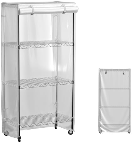 IndigoTempest9 Waterproof Shelf Cover,Matte Translucent PVC Storage Wire Rack Covers,Outdoor Shelving Covers for Wire Shelves with Zipper 48" W x 18" D x 70" H