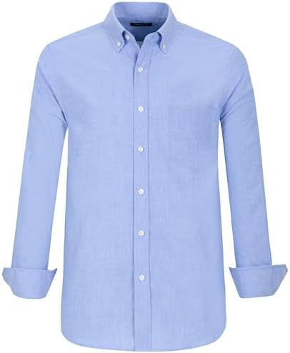 Oxford Shirts for Men Long Sleeve Mens Dress Shirts Casual Button Down Shirts with Front Pocket Amercian Regular Fit