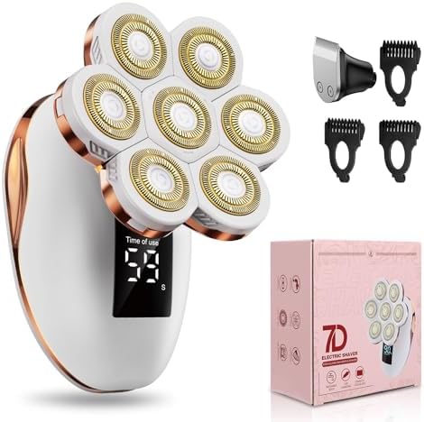 2-in-1 Electric Razors for Women, Wet\/Dry 7D Rechargeable Rotary Shaver for Legs, Water Resistant Grooming Kit - Electric Razors for Women, Facial Hair Removal, Bikini Trimmer, Lips - Gentle Hair Rem