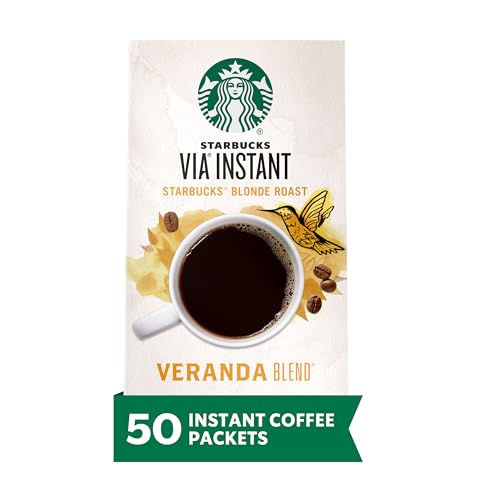 Starbucks VIA Instant Coffee, Light Roast Coffee, Veranda Blend, 100% Arabica, Single-Serve, 1 Box (50 Packets)