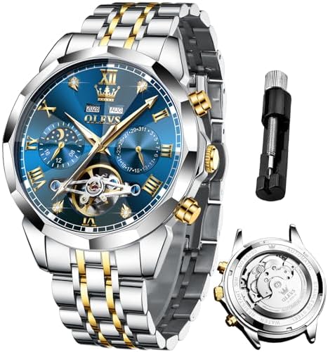OLEVS Watches for Men Automatic Mechanical Luxury Dress Big Face Self Winding Tourbillon Skeleton Luminous Wrist Watches
