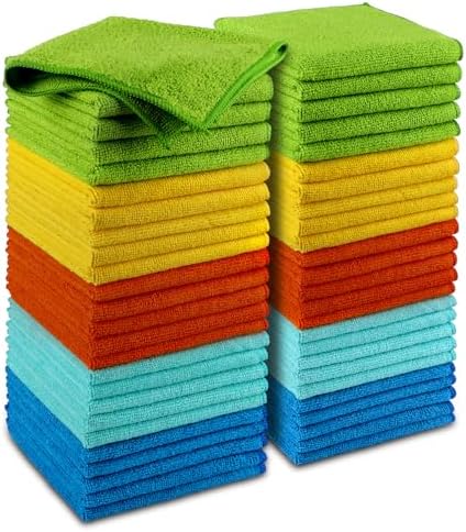 AIDEA Microfiber Cleaning Cloth, 50PK, Microfiber Towels for Cars, Premium Wash Cloths, Dusting Cloth Cleaning Rags, Absorbent Towels for SUVs, House, Kitchen, Window, Cleaning Supplies12×12"