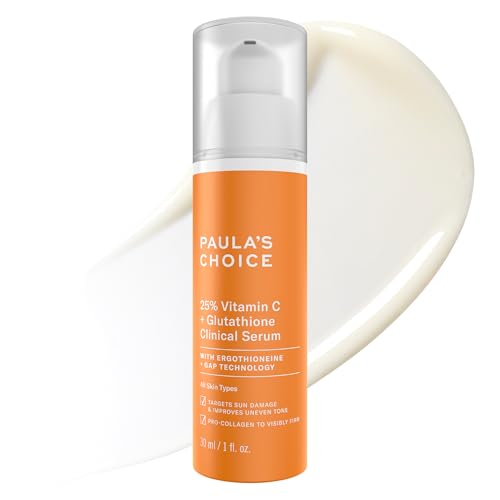 Paula\u2019s Choice 25% Vitamin C Serum with Glutathione &amp; Antioxidants, Face Serum Improves Discoloration, Uneven Tone &amp; Firms, All Skin Types, Fragrance-Free, 1oz