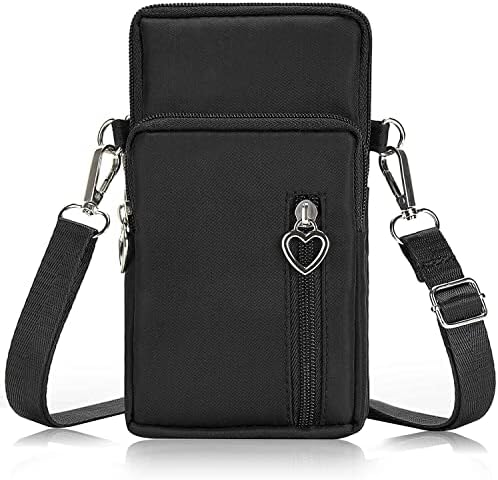 Women Cell Phone Purse Wristband Sport Armband Wallet Travel Crossbody Cell Phone Purse for Galaxy S10 Plus S9 Plus A50 A7 J7,OnePlus 6T,HTC U12 (Black)