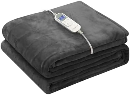 Wapane foot bag heating blanket electric blanket with 0 heating levels and automatic shut-off function, flannel quick heating cover blanket 7cm x 5.4cm, machine washable, dark gray