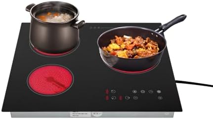 2600W 110V Electric Ceramic Cooktop Portable 3 Burners Built-in Cooktop Sensor Touch Control Countertop Electric Hot Plate with Kid Safety Lock and Timer, 9 Heating Level(no plug)