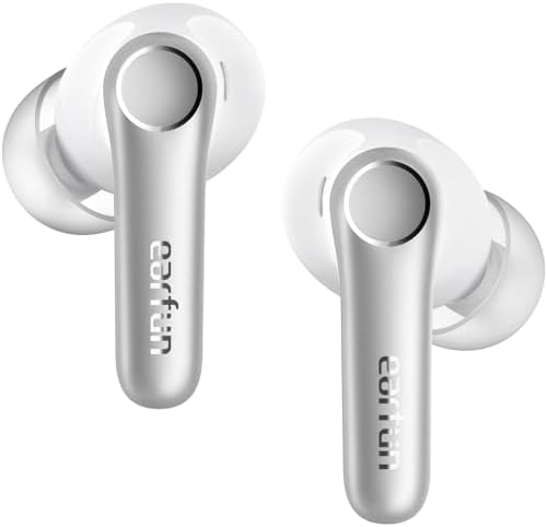 EarFun Air Pro 4 Adaptive Hybrid Noise Canceling Wireless Earbuds, Qualcomm Snapdragon Sound, aptX™ Lossless, 6 Mics AI CVC 8.0 Call, LDAC Hi-Res Audio, 52H Playtime, Bluetooth 5.4, White