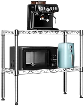 MZG 220 lbs 2 Tier Storage Rack Metal Wire Shelving Unit, Storage Standing Household Shelf Organizer for Laundry Bathroom Kitchen Pantry Closet Garage Utility Room, Chrome 11.8" D x 27.6" W x 