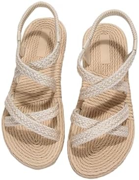 Verdusa Women's Casual Cross Woven Sandals Vacation Summer Beach Flat Sandals Shoes