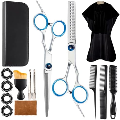 15 pcs Hair Cutting Scissors Professional, Thinning Shears for Hair Cutting, Stainless Steel Barber Scissors, Lengnoyp Haircut Scissors Hair Cutting Kit for Women, Men
