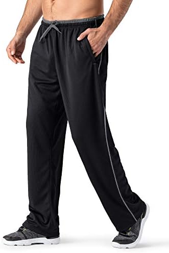 MAGNIVIT Men&#39;s Lightweight Sweatpants Loose Fit Open Bottom Mesh Athletic Pants with Zipper Pockets
