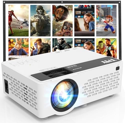 TMY Mini Projector, Upgraded Bluetooth Projector with Screen, 1080P Full HD Portable Projector, Movie Projector Compatible with TV Stick Smartphone\/HDMI\/USB, indoor &amp; outdoor use