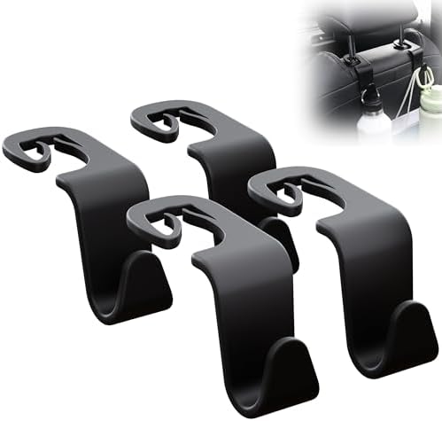 SodaRide Car Seat Headrest Hook 4 Pack,Purse Holder Hook for Car Organizers and Storage,Car Organization Accessories for Women Road Trip Essentials,Long